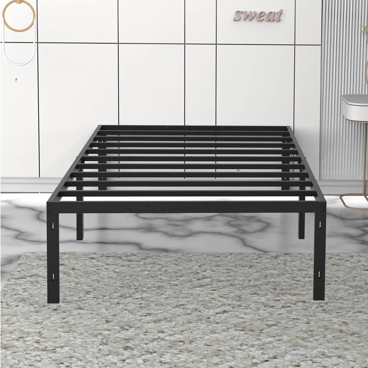 75*38 Inch Home Furniture Black Loft Hotel Metal Full Size King Queen Single Bed Frame
