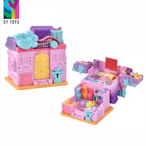 Sy Kids Pretend Play Plastic Snoep Kamer Speelgoed Micro Poppen & Accessoires Play Set Met Licht Muziek Meubels Pop Diy huis