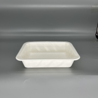 Barquette en pulpe de bagasse de canne à sucre, film enduit stratifié, biodégradable et compostable, pour plats préparés et plats saucis à emporter