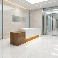 Comptoir de réception moderne en bois MDF laqué, durable et écologique, pour hôtel, école, centre commercial, salle de sport, bar, aéroport