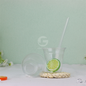 Gobelets à jus personnalisables avec logo, gobelets en plastique PET transparent, gobelets jetables pour café, bubble tea et boissons - Product Image 3