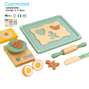 EDULAND OEM ODM Ensemble de <span class=keywords><strong>cuisine</strong></span> en bois de simulation pour jeu d'imitation, outils de pâtisserie, jouets éducatifs pour la petite enfance en forme d'aliments - Product Image 1
