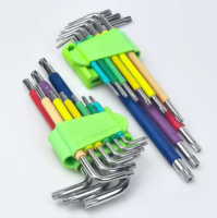 Set Kunci Allen Chrome Vanadium dengan Pegangan Berwarna, Kepala Torx, Ekstensi Panjang, Lipat, Multifungsi, Alat Perbaikan Kunci Hex