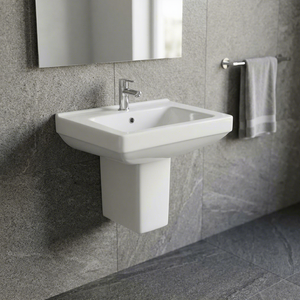 Vistaar Capri White Ceramic Square Half Pedestal Wash Basin Sink Stand For Villa India Export Design - Product Image 4