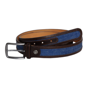 Ceinture en cuir marron bleu pour homme Swindon - Product Image 1