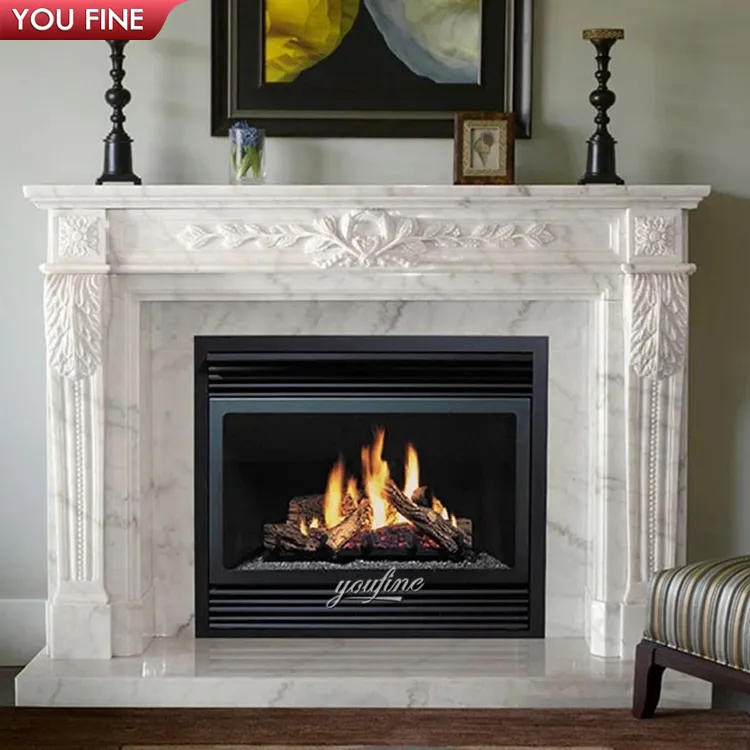 White Marble Fireplace Interior Decoration Italian White Carved Marble Fireplace