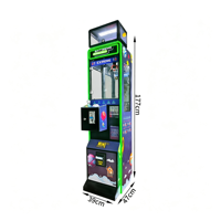 Machine d'arcade commerciale à griffes verticale mince, 1 joueur, avec LED vertes, en verre trempé, à monnayeur, pour attraper bonbons et jouets de boutique