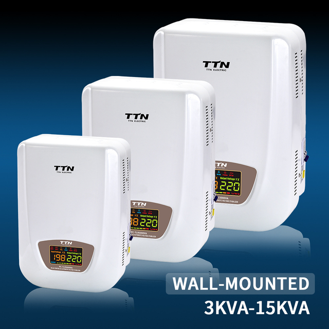 For PC-TLR3000VA AC Automatic Voltage Regulator Stabilizer LED Digital Single Phase 220V 3-12KVA 95% Efficiency