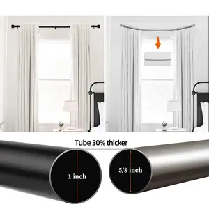 ARODDY Barra de cortina para janelas, barra ajustável para cortinas e paredes de pátio e teto, 18-28 polegadas, preta