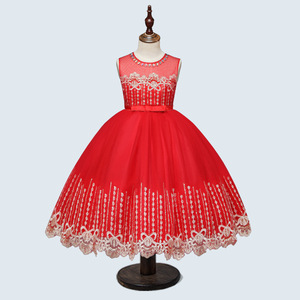 Vestido de Encaje con Lazo y Diseño de Cristal para Niñas, Ropa Vintage China en Línea - Product Image 1