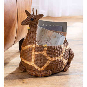 Paniers de rangement en paille tressée à la main en forme de cerf mignon en jacinthe d'eau, paniers de rangement pour jouets en paille pour les chambres d'enfants - Product Image 5