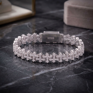 KIVORA'S S925 Sterling <b>Silver</b> Platinum Plated Main Stone Moissanite <b>Charm</b> Trendy Anniversary <b>Bracelet</b> <b>for</b> Unisex - Product Image 1