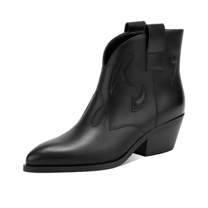 <span class=keywords><strong>Bottines</strong></span> Chelsea en similicuir noir pour <span class=keywords><strong>femme</strong></span> avec <span class=keywords><strong>talon</strong></span> bloc bas et fermeture éclair latérale, confort automne/hiver - Product Image 5