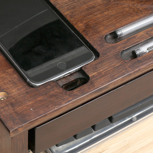 Computer Monitor Riser Stand Double Drawer Walnut Wood <b>Desktop</b> Storage Organizer Office Desk <b>Shelf</b> Rectangle Standing Type - Product Image 4