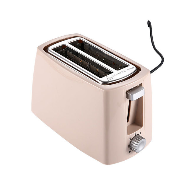Electric Mini Manual 2-Slice Automatic Pop-Up Toaster 6 Speed Settings 360 Baking Plastic Housing Portable Household Appliance