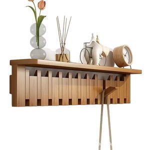 Wooden Piano Key Coat Hook Wall Mounted Self Adhesive Entryway <b>Storage</b> Rack For Keys <b>Clothes</b> Decorative Organizer - Product Image 5