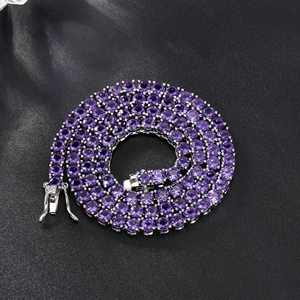 Collar DE TENIS Hip Hop para mujer, collar de cadena de tenis de piedra de circonita cúbica púrpura elegante de 4mm, joyería femenina de moda - Product Image 2