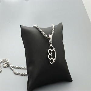 Brass Knuckle Pendant Necklace Silver White Zinc Alloy <b>Titanium</b> Steel Themed Pendant Gift Jewelry - Product Image 2