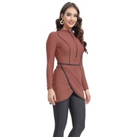 Nouvel ensemble de maillot de bain trois pièces non tissé à motifs floraux 2023, burkini modeste anti-UV rose lotus avec coussinets de soutien-gorge intégrés