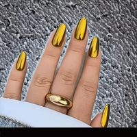 Patchs d'ongles en acrylique haut de gamme, 24 pièces, détachables, à couverture complète, motif circulaire, vente en gros, personnalisables, couleur or pur