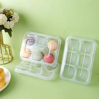 Boîte à macarons jetable pliable en plastique transparent, 6 cavités, en PET de qualité alimentaire, plateau d'emballage pour sushis, desserts et pâtisseries avec couvercle
