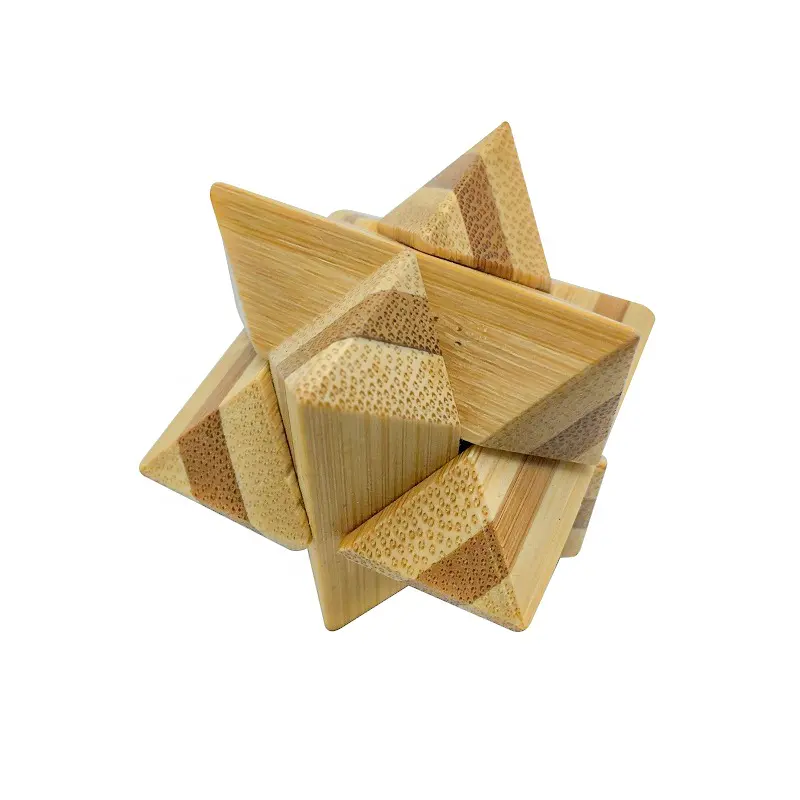 C01404 3d wooden puzzles diy star Bamboo Brainteaser Puzzle