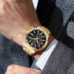 Nuevo Reloj de Cuarzo Multifunción para Hombre, Calendario, Acero Inoxidable Dorado, Cronógrafo, 3ATM, Luminoso, Casual, Venta al Por Mayor - Product Image 6