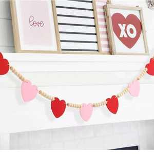 Guirnalda Romántica de Corazones de Fieltro, Letrero XOXO para el Día de San Valentín, Decoración para Chimenea y Fiestas de Boda - Product Image 3