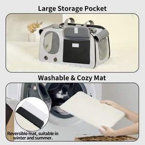 กระเป๋าใส่สุนัขแมวน้ำหนักไม่เกิน17ปอนด์กระเป๋าใส่สัตว์เลี้ยงแบบพับได้นุ่มด้านพร้อมฐานที่แข็งแรง - Product Image 4