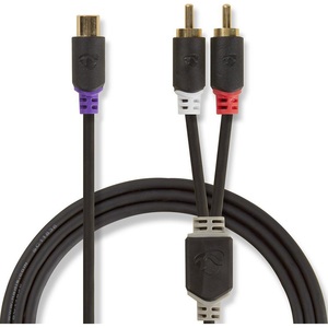 Cable de audio estéreo chapado en oro de 2x RCA macho a RCA hembra de 20 cm - Product Image 1