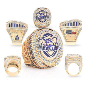 Trendy Hip Hop Custom Champion Ring Juego de cobre Zircon Moissanite Ring Hiphop Anillo para hombres y mujeres - Product Image 1