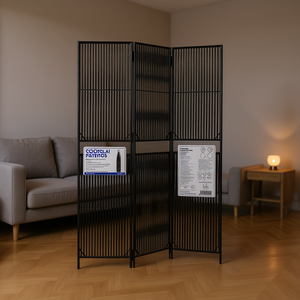 Separador de Ambientes de 3 Paneles de Poliratán Negro, Plegable, Diseño Moderno, Translúcido, Decoración para el Hogar - Product Image 2