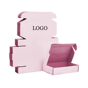 Carton personnalisé Littérature Produit Emballage en papier d'expédition rose Boîtes postales en carton kraft ondulé avec emballage avec logo personnalisé