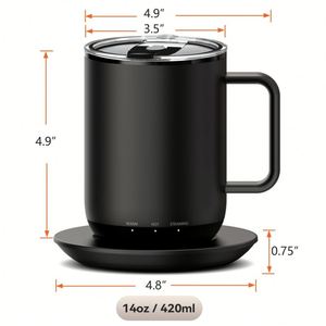 Taza de Café Inteligente con Control de Temperatura por Bluetooth, Taza Digital con Calefacción Inalámbrica, Construcción de Acero Inoxidable - Product Image 2