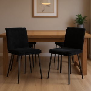 Chaises de salle à manger en velours noir, modernes, avec pieds en métal, meubles pour la maison - Product Image 2