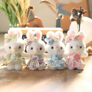 かわいい花柄ドレスぬいぐるみウサギのおもちゃ人形ウサギのぬいぐるみぬいぐるみキーチェーンぬいぐるみぬいぐるみ - Product Image 3