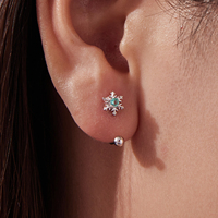 Boucles d'oreilles pendantes en argent sterling 925 avec boule et flocon de neige pour femme, mini-jackets d'oreilles, cadeau de bijoux pour anniversaire SCE1985