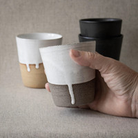 Vente en gros de tasses à thé en céramique japonaise Tasse à cappuccino expresso rétro en grès sans poignée