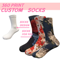 Chaussettes personnalisées imprimées numériquement à 360 degrés, chaussettes vierges en polyester avec lettres imprimées, chaussettes fantaisie à la mode par sublimation pour hommes
