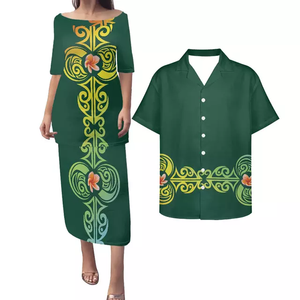 Vêtements personnalisés pour couples robes de soirée rouges et noires pour femmes chemise élégante hawaïenne polynésienne tenue décontractée pour femmes grande taille tenue assortie pour hommes - Product Image 3
