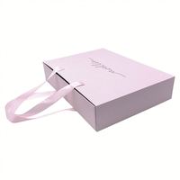 Boîtes rigides d'emballage d'invitation de mariage de vêtements de luxe avec revêtement UV gaufrage éponge doublure rose tiroir coffrets cadeaux ruban