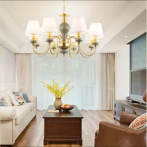 Precio al por mayor Decoración del hogar Lámpara LED Estilo europeo Cerámica Jade Cobre Colgante Luz - Product Image 2
