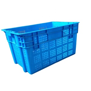 Caisses en plastique de style maillage pour fruits et légumes, dimensions supérieures 595x395mm, capacité 50kg, bleu, film PE de 1,5mm d'épaisseur, hauteur 310mm, WLL - Product Image 1