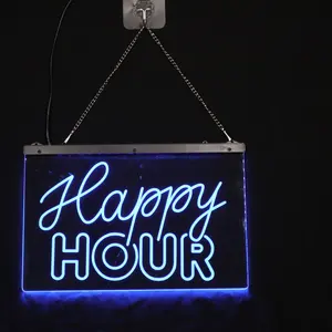 Werbung Logo Marken anzeige Gravierte Kante beleuchtet LED-Anzeige Acryl schilder Neon Farb schild