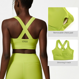 Offre Spéciale côtelé dos croisé Yoga soutien-gorge Sexy haut Impact entraînement sport soutien-gorge haut femmes entraînement course vêtements de sport <span class=keywords><strong>tenue</strong></span> - Product Image 3