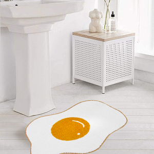 Tapis <span class=keywords><strong>de</strong></span> bain en polyester pour la maison, hôtel, conception d'oeufs frits imprimés, tapis doux et confortables en forme <span class=keywords><strong>de</strong></span> pile coupée lavable - Product Image 4