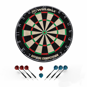 Win.max Sisal Professional <strong>Dart</strong> <strong>Board</strong> with Bristle Steel Tips Flights Finger Grip Wax and 6 <strong>Darts</strong> - Product Image 1