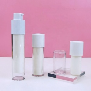 15ml 30ml 50ml White Cosmetic Plastic Rotating Frosted Double Walls Airless <b>Pump</b> <b>Bottle</b> - Product Image 1