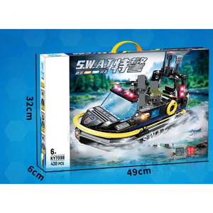 Bateau <span class=keywords><strong>de</strong></span> patrouille <span class=keywords><strong>de</strong></span> la <span class=keywords><strong>police</strong></span> municipale, bateau SWAT, véhicule militaire, petit ensemble <span class=keywords><strong>de</strong></span> blocs <span class=keywords><strong>de</strong></span> construction en plastique, bricolage avec 4 figurines - Product Image 6