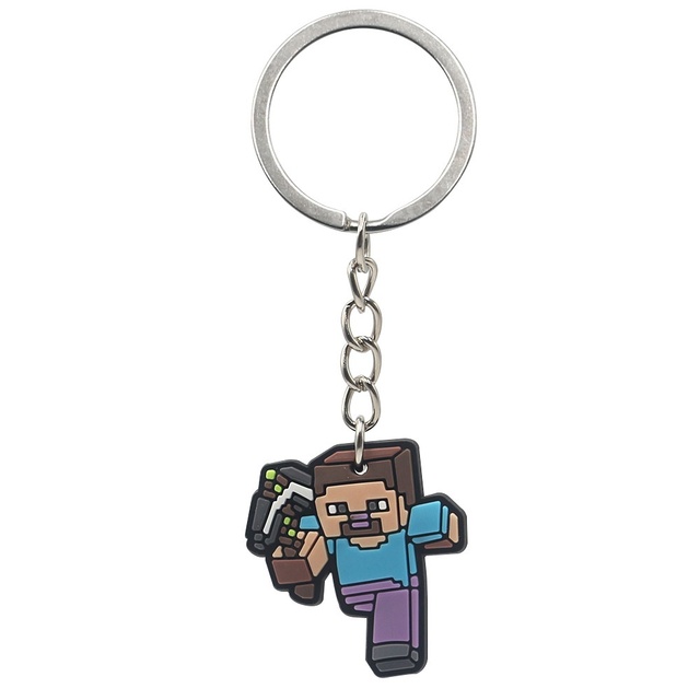 Customized PVC Key Ring Game Minecrafts Soft Rubber Keychain Car Pendant Cartoon Doll PVC Bag Keychain